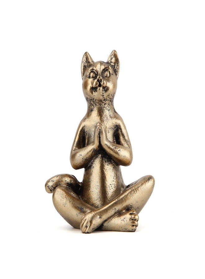 Smadeer Yoga Cat Statues for Home Decor Accents,Yoga Pose Figurine for Zen Spiritual Bedroom Living Room Office Table Desk Modern Boho Decoration,Meditation Shelf Decor Accents Antique Bronze Gift - Image 4
